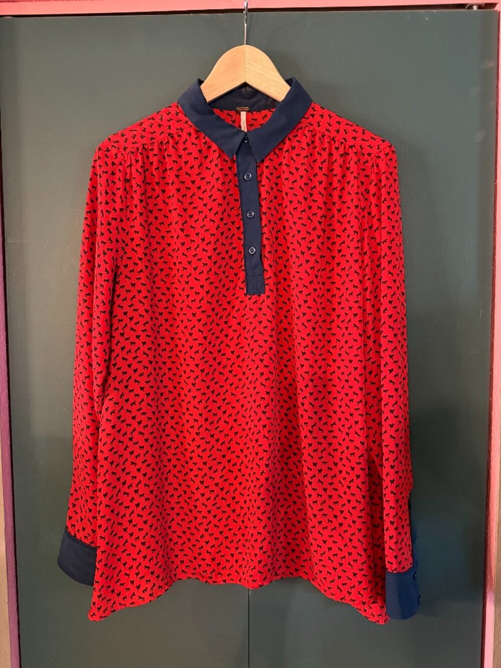 Free People red horse print blouse - size M